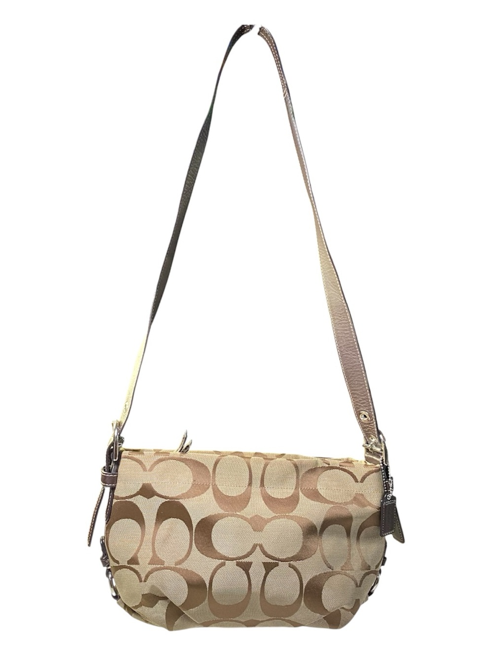 Vintage Y2K Coach Signature Canvas  East-West Carly Hobo Shoulder Bag Brown Boho